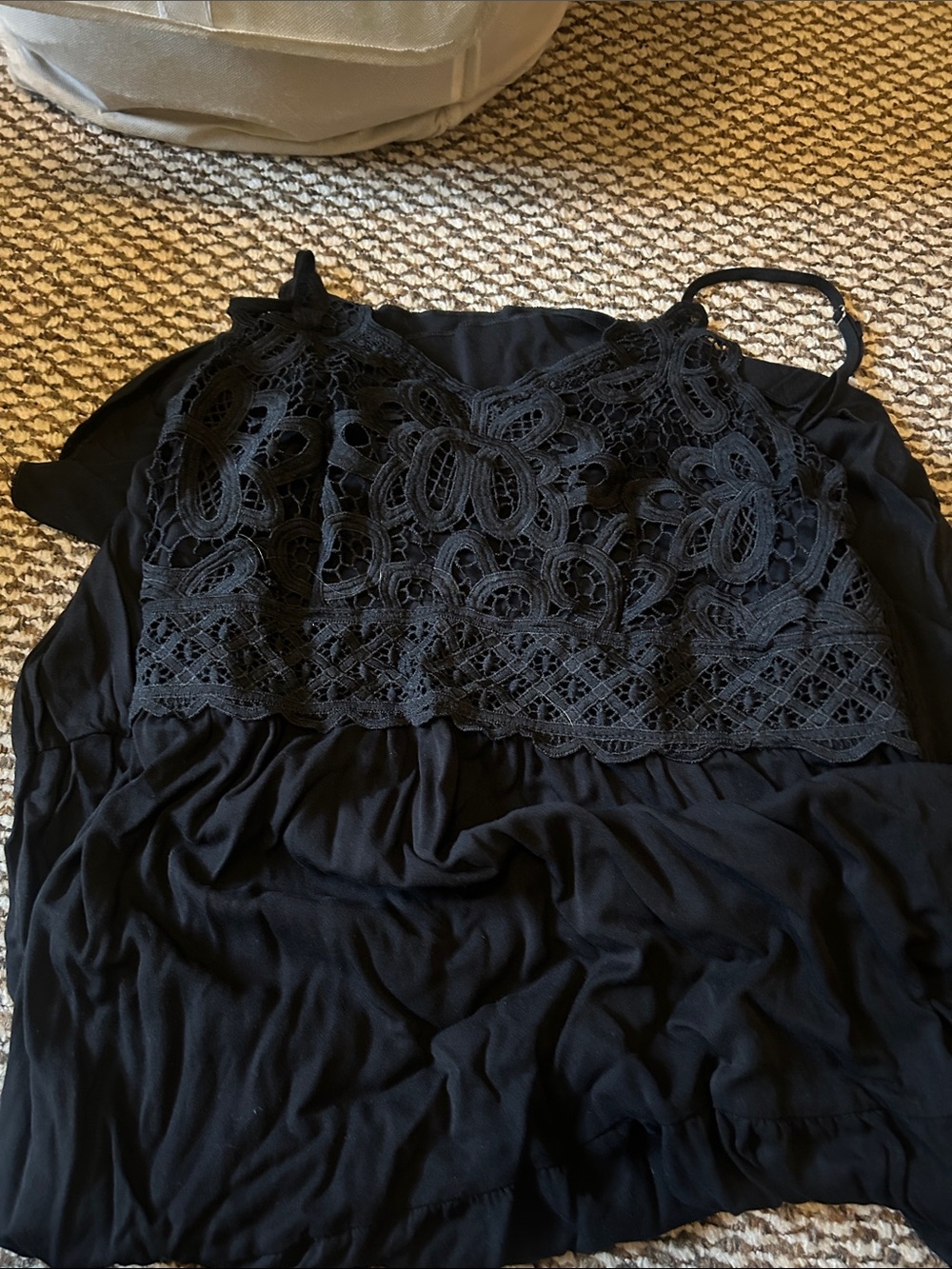 Black Lace-Trim Cami dress- Women